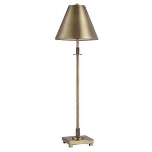Nexum Antique Brass Modern Metal Buffet Table Lamp with Tapered Metal Shade
