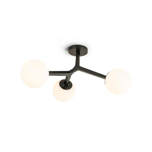 3 Light Modern Sputnik Black Semi Flush Mount Ceiling Light Fixture