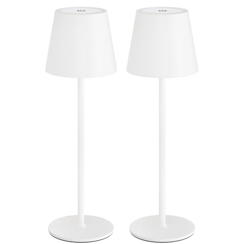 2 Pack Cordless Table Lamp Rechargeable 5000mAH Battery Operated Lights Touch Control LED Portable Desk Lamps 3 Color Dimming for Outdoor Coffee Bedroom Kitchen (2 Count)
