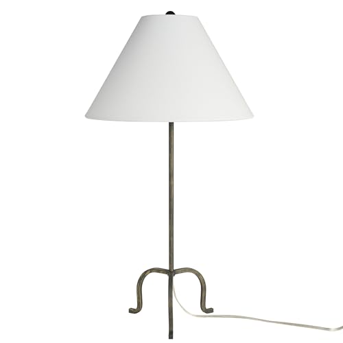 Home 28" Black Wrought Iron Heritage Metal Slim Tripod Table Lamp for Living Room