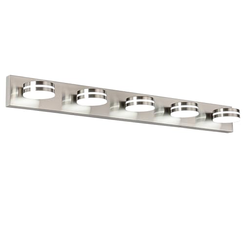 Brushed Nickel Bathroom Light Fixtures Over Mirror