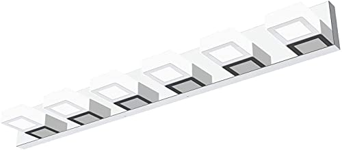 Modern Chrome Bathroom Vanity Lights Dimmable 6 Lights Acrylic Stainless Steel Modern LED Vanity Light Fixtures for Bathroom Lighting Dimmable 6000K Cool White Light