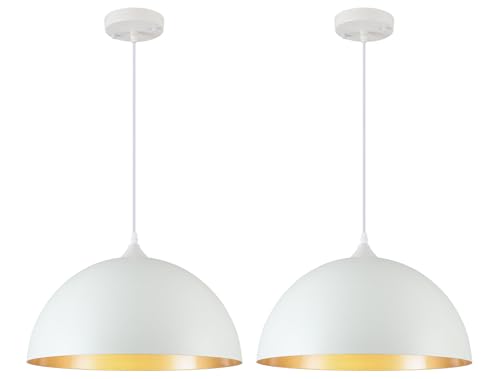 White and Gold Dome Pendant Light (2 Count)