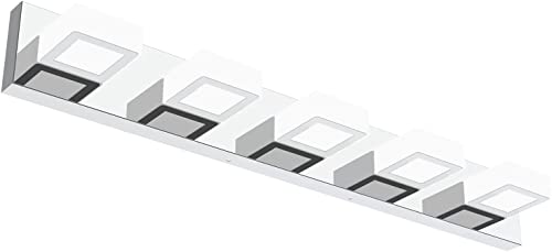 Dimmable Chrome Bathroom Light Fixtures 5 Lights Modern LED Vanity Light Fixtures Acrylic Stainless Steel Chrome Bathroom Vanity Wall Lighting Over Mirror