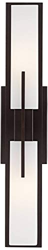 Midtown 23 1 2" White Glass Bronze Bath Bar Modern Wall Light Fixture