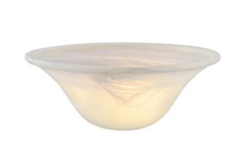 23517-11, Alabaster Replacement Glass Shade for Medium Base Socket Torchiere Lamp, Swag Lamp and Pendant & Island Fixture, 12-1/4" Diameter x 4-3/4" Height