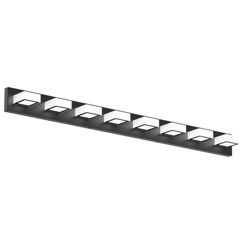 52inch Black Vanity Lights Fixtures 8 Lights LED Modern LED Acrylic Matte Black Vanity Lights Modern Black Bathroom Wall Lighting Over Mirror