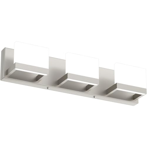 3 Lights LED Modern Vanity Light Brushed Nickel Bathroom Lighting Fixture Up and Down Bathroom Wall Light Over Mirror