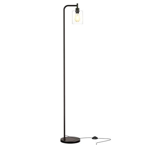 Industrial Floor Lamp with Glass Shade