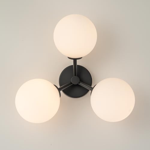 Mid Century Modern Black Semi Flush Mount Ceiling Light Fixture 3 Light 18 inch