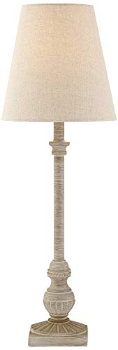 Loreno 24" Tall Buffet Table Lamps Set of 2 Faux Wood Whitewash Skinny (2 Count)