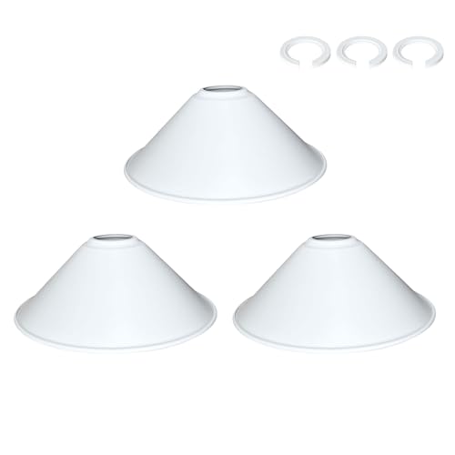 8.5" Industrial Vintage White Iron Cone Lamp Shade (3 Count)