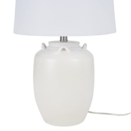Home 24" White Farmhouse Ceramic Pottery Jug Table Lamp for Bedside Table