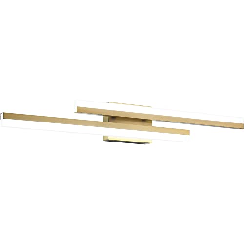 32 Inch LED Vanity Light Brushed Gold Bathroom Light Fixtures Over Mirror Modern Bath Wall Lighting Bar Dimmable