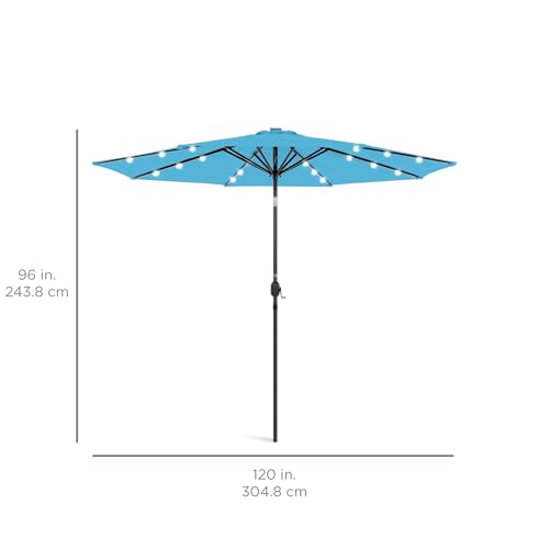 10ft Solar Polyester LED Lighted Patio Umbrella w (10 Foot)