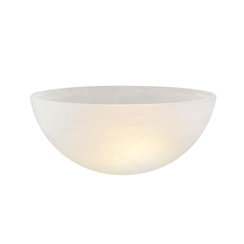 23516-21, Alabaster Replacement Glass Shade for Medium Base Socket Torchiere Lamp, Swag Lamp and Pendant, 13" Diameter x 5-3/4" High