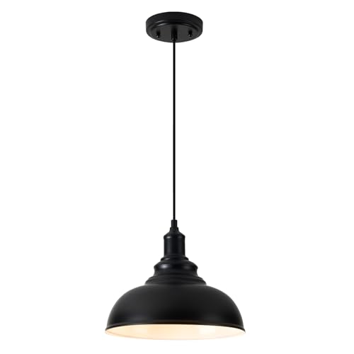 1 Pack Farmhouse Dome Pendant Lights for Kitchen Island Black