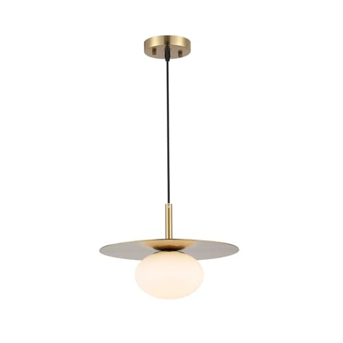 Modern Globe Pendant Lighting Milky White Glass Shade Brass Gold Farmhouse Pendant Light 11.81" Dome Industrial Mid Century Hanging Ceiling Light Fixture Kitchen Island Dinning Room Bedroom