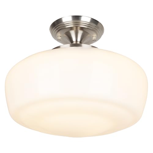 Large Schoolhouse Style Semi Flush Mount Ceiling Light Fixture