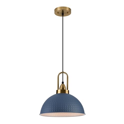Blue Pendant Lights Kitchen Island Industrial Adjustable Height Vintage Dome Hanging Light Fixtures for Barn