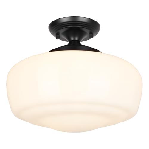 Large Schoolhouse Style Semi Flush Mount Ceiling Light Fixture