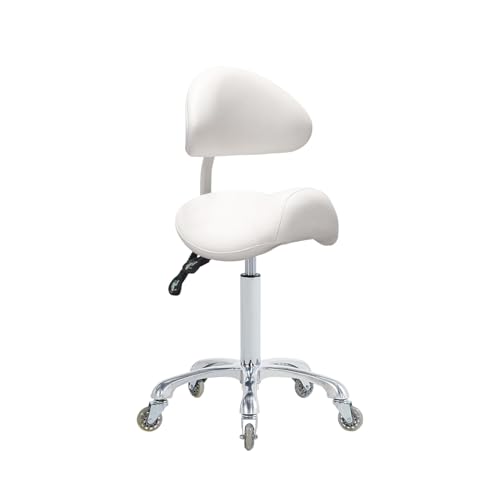 Saddle Stool Rolling Chair with Back Support