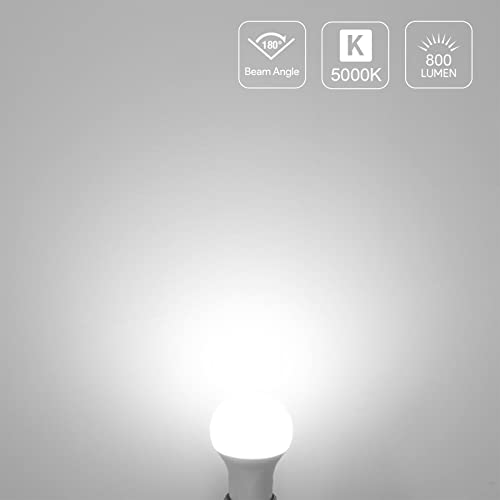 A19 E26 LED Light Bulbs 9W 800 Lumens Daylight White 5000K 10 Pack (10 Count)