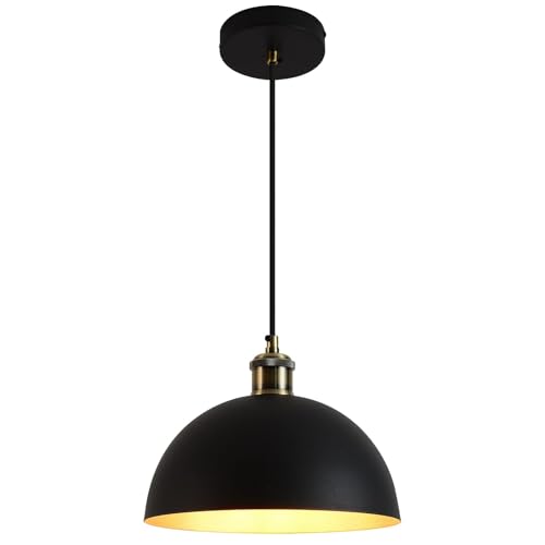 Vintage Industrial Pendant Light 9.84 "Industrial Dome Pendant Light Black and Gold Finish Lighting lamp line Length Pendant light78.74 Kitchen Island