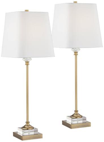 Julia 29 1 2" Tall Buffet Table Lamps Set of 2 Gold Crystal Skinny Brass (2 Count)