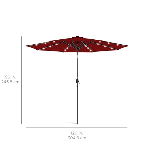 10ft Solar Polyester LED Lighted Patio Umbrella w (10 Feet)
