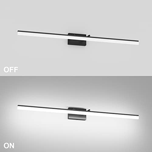 48inch Black Bathroom Llight Fixtures LED Vanity Light Adjustable Modern Vanity Lights Over Mirror Rotatable Lighting 5500K
