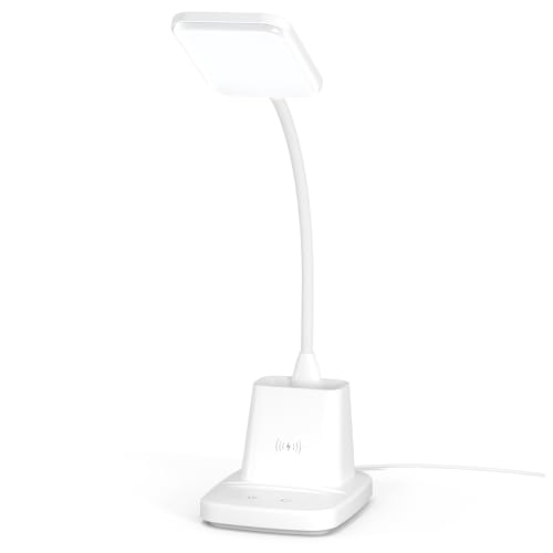 Upgraded 10W Wireless Charging LED Desk Lamp with Pen Holder