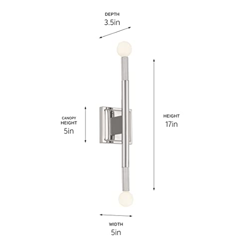Odensa 17 Inch 2 Light Wall Sconce in Polished Nickel