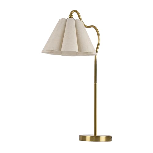 Table Lamp with Beige Pleated Linen Shade