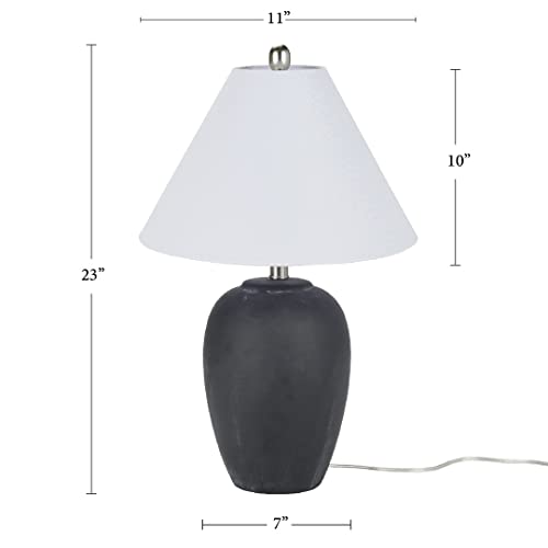 Home 23" Black Vintage Distressed Ceramic Pot Table Lamp for Bedroom