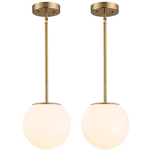 Modern Mid Century Gold Globe Pendant Light (2 Count)