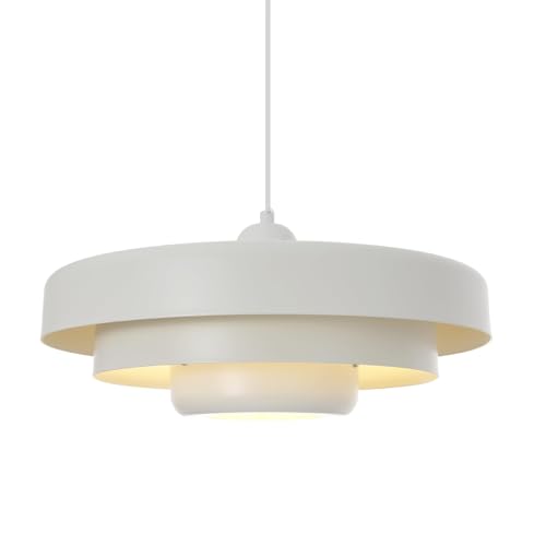 Vintage Pendant Light with White Metal Shade