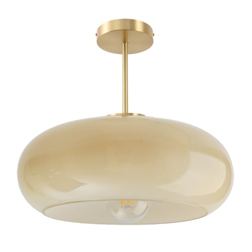 Gold Brass Semi Flush Mount Ceiling Light 15.7″