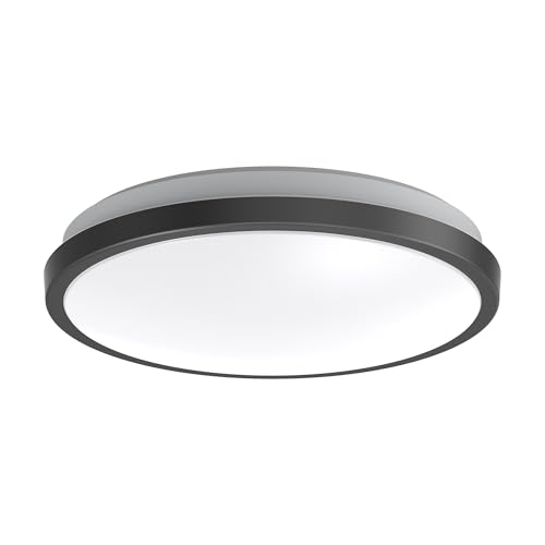 10" Matte Black LED Ceiling Light Flush Mount Lighting Fixture Dimmable Daylight for Bathroom Kitchen Laundry Room Closet
