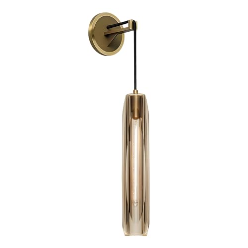 Lighting 15” Crystal Wall Sconce Light Indoor Amber Wall Sconce Modern Luxury Wall Sconces Gold Long Wall Lights for Living Room Bedroom Mid Century Wall Lamp