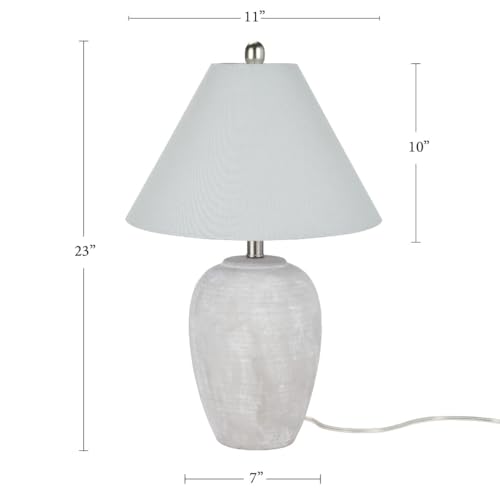 Home 23" Grey Vintage Distressed Ceramic Pot Table Lamp for Bedroom