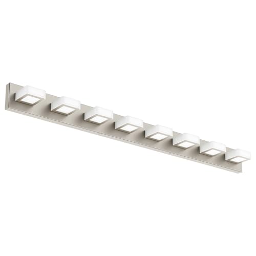 8 Light Brushed Nickel Bathroom Vanity Lights Metal Acrylic LED Modern Bathroom Wall Lighting Fixtures Over Mirror