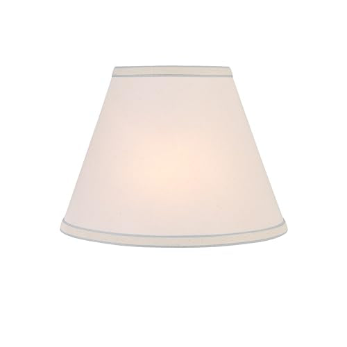 58881A Transitional Empire Shape Uno Construction Lamp Shade in Ivory Powder with Blue Trim