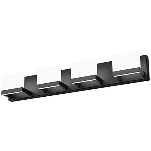 4 Lights Modern Black Vanity Light Up and Down Black LED Vanity Light Fixtures Bathroom Vanity Light Fixtures Over Mirror 6000K