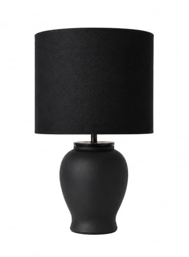 Black Ceramic Table Lamp with Black Shade