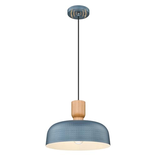 Dusk to Dawn Industrial Pendant Light Fixtures Ceiling Hanging with Hammered Metal Shade