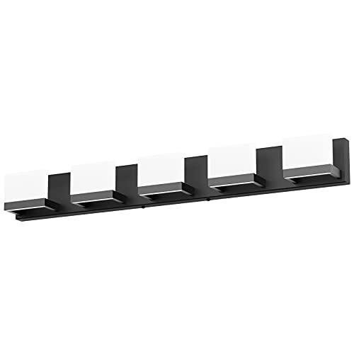 5 Lights Modern Black Vanity Light Up and Down Black LED Vanity Light Fixtures Bathroom Wall Light Over Mirror 6000K