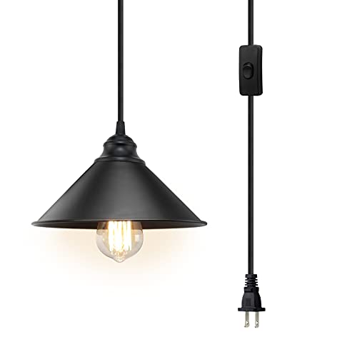 Black Plug in Pendant Light