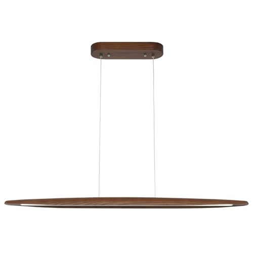 39" Wood Linear Pendant Light LED Dimmable Hanging Light Dinning Room Light Fixture Island Lights 24w for Dining Room Kitchen Island Bar Walnut Color