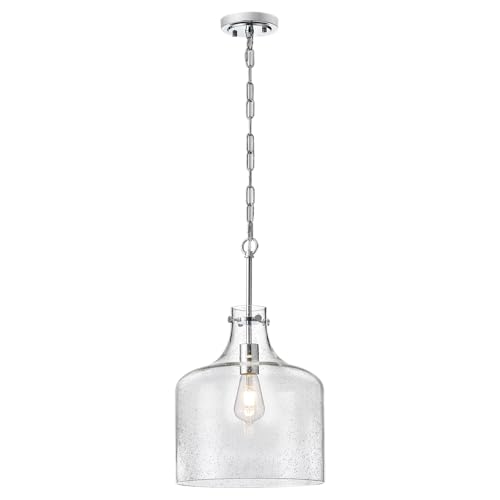 12" Farmhouse Seeded Glass Pendant Light